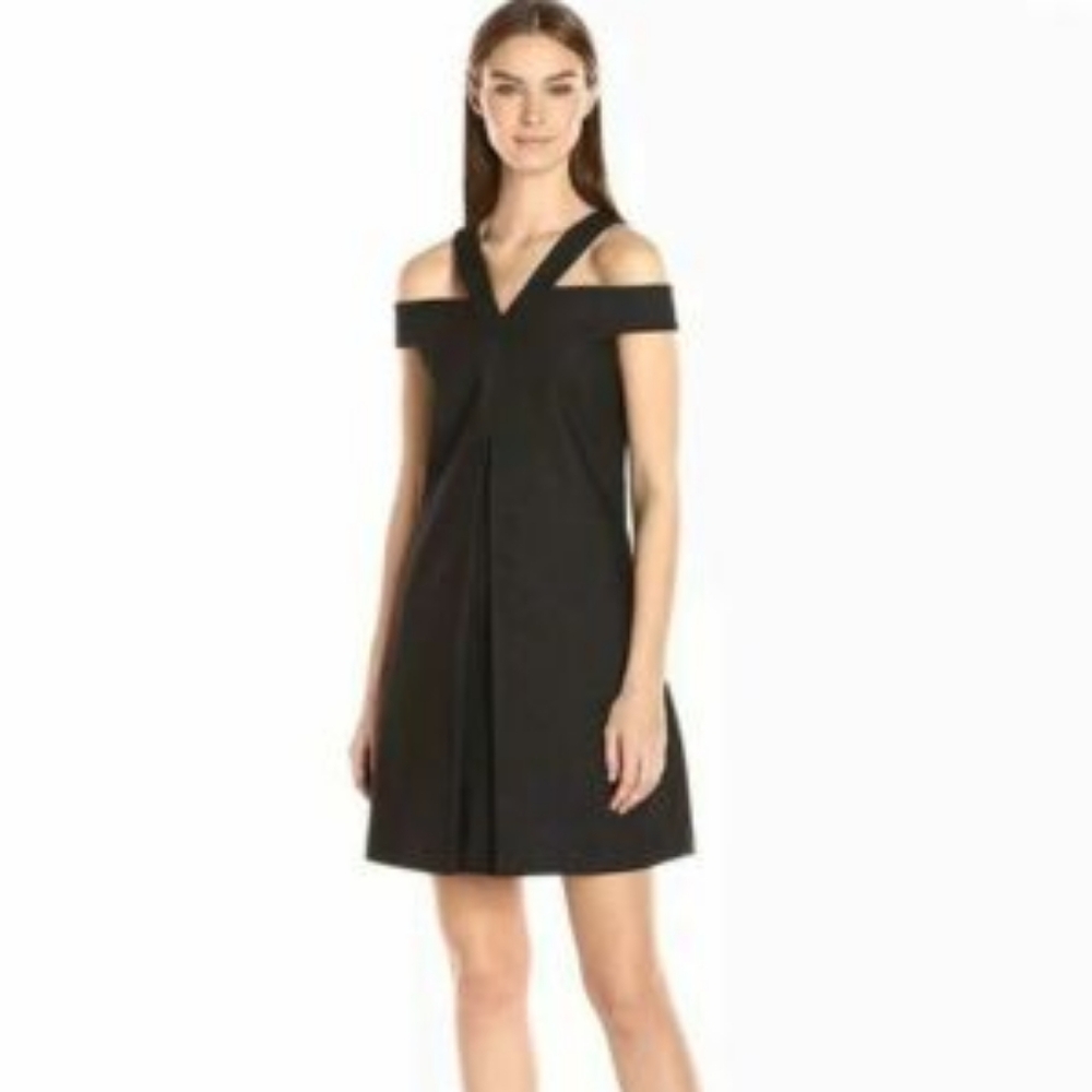 Laundry by Shelli Segal Midi Charcoal strappy shift dress US12